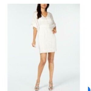 Thalia Sodi Cream Metallic Striped Dress